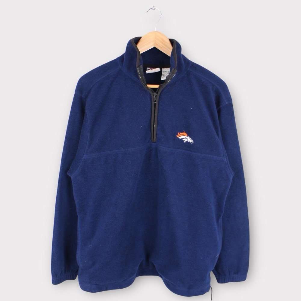 Vintage Denver Broncos NFL Active Fleece Quarter Zip Pullover Jacket Mens Medium